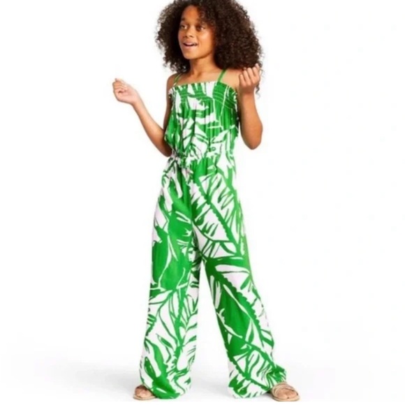 Lilly Pulitzer for Target jumpsuit featuring a green and white palm leaf print - Picture 1 of 8